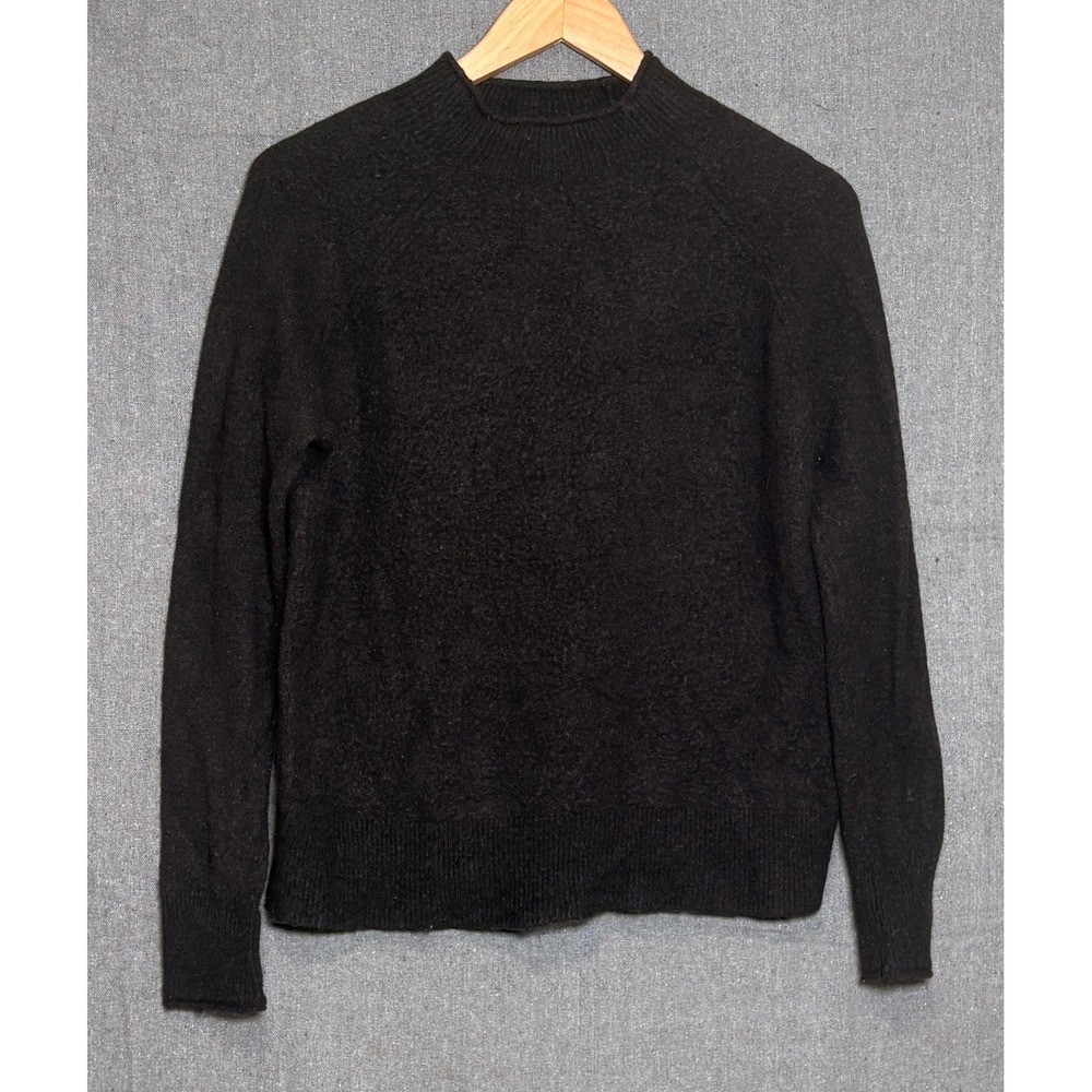 J.Crew Womens Small Textured Knit Role Neck Raglan Sleeve Sweater Black